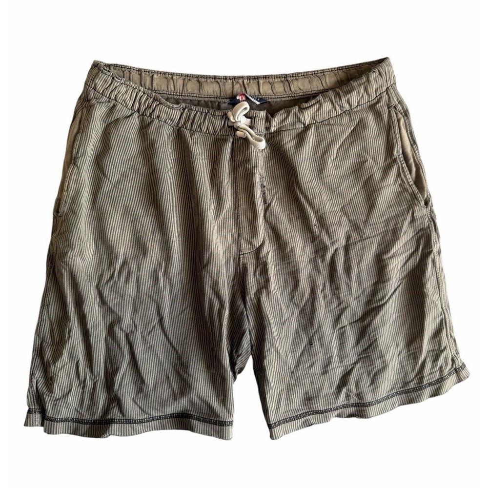 Proline Lounge Sleep Shorts Mens L Gray Striped Drawstring Cotton
